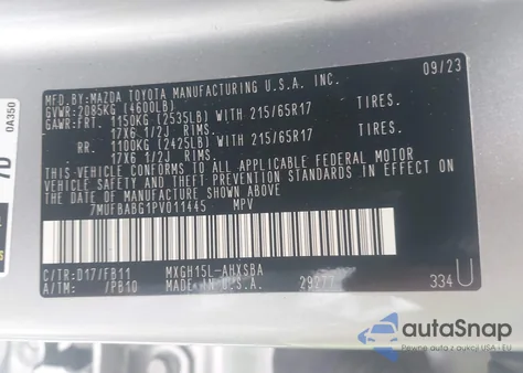 2023 Toyota Corolla Cross Hybrid Se z USA, uszkodzony, nr VIN 7MUFBABG1PV011445